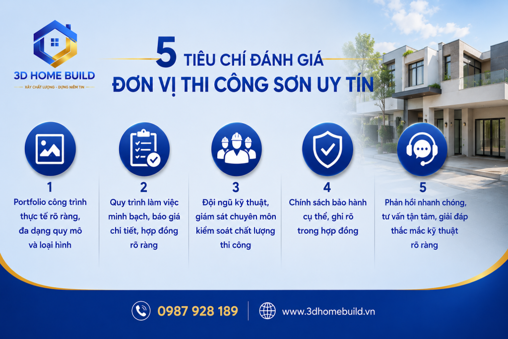 3D HOME BUILD_5 Tiêu chí đánh giá đơn vị thi công sơn uy tín