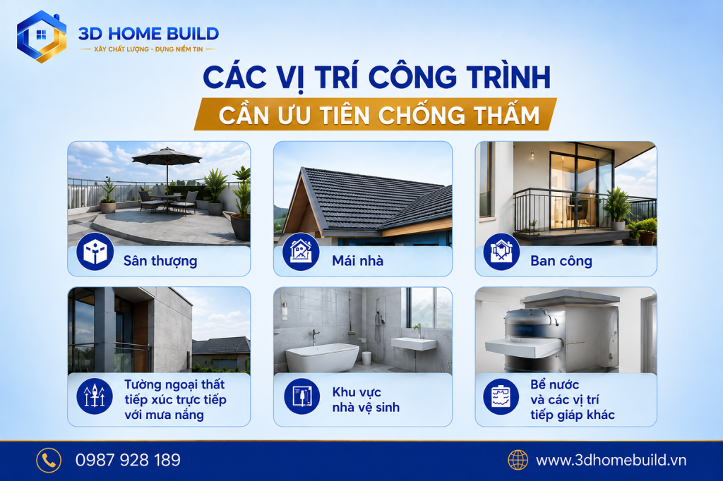3D HOME BUILD_Các vị trí công trình cần ưu tiên chống thấm