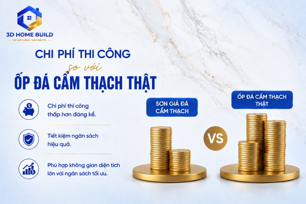 3D HOME BUILD_Chi phí thi công so với ốp đá cẩm thạch thật