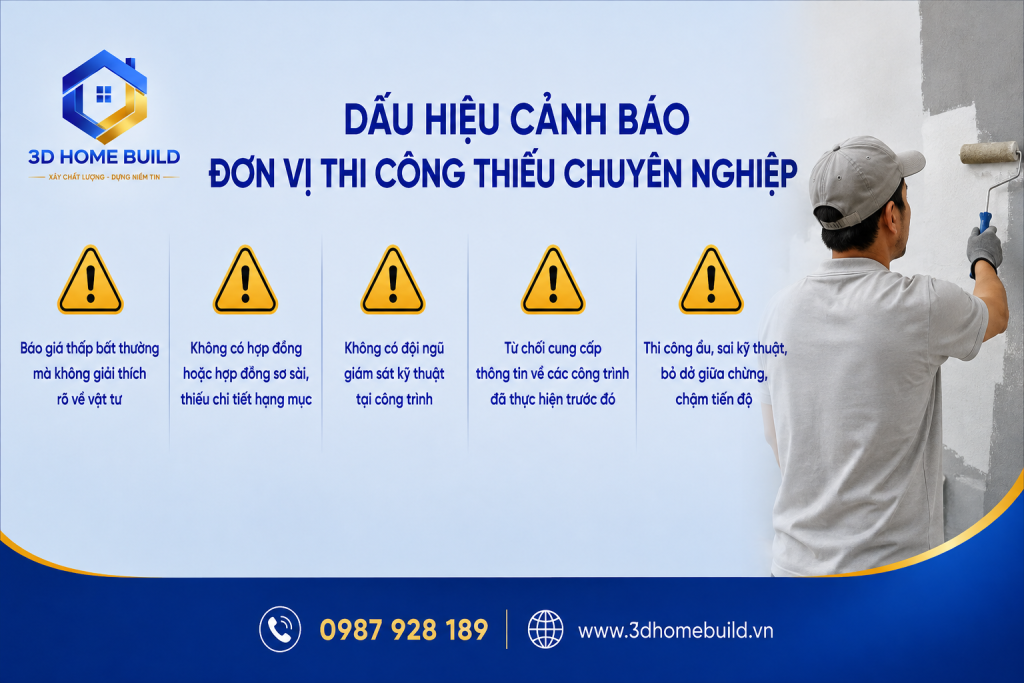 3D HOME BUILD_Dấu hiệu cảnh báo đơn vị thi công thiếu chuyên nghiệp