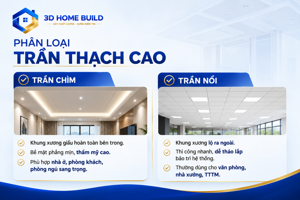 3D HOME BUILD_Phân loại trần thạch cao