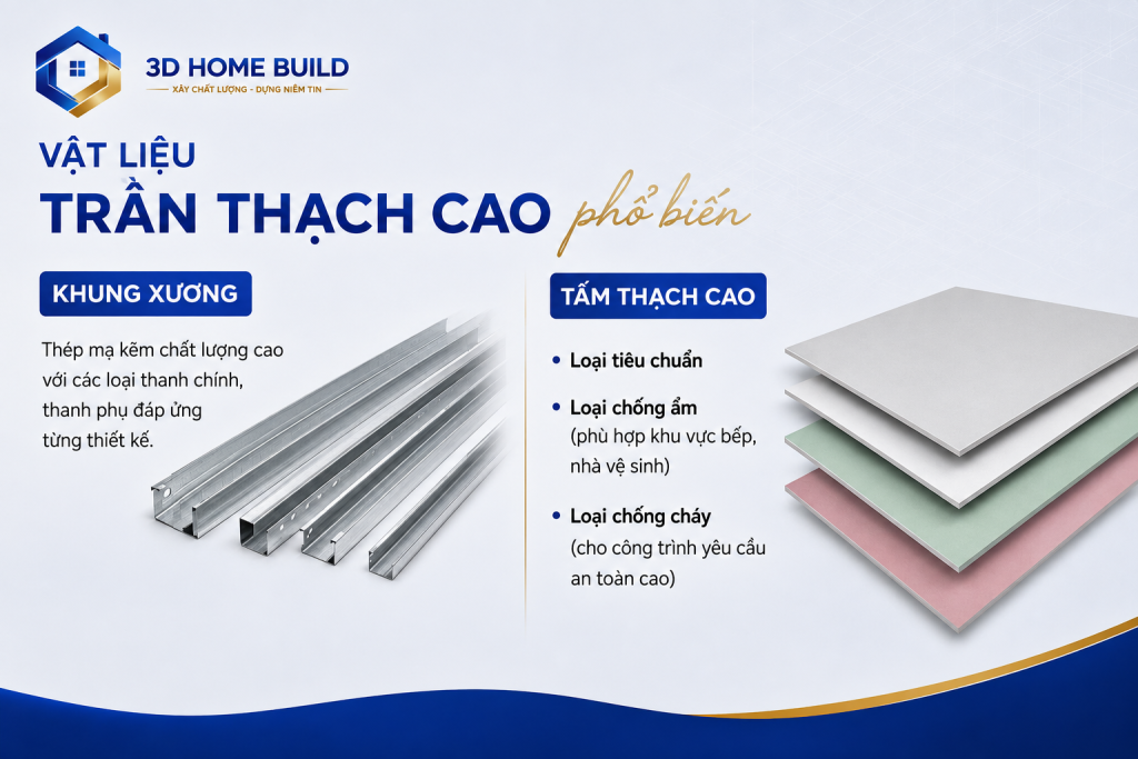 3D HOME BUILD_Vật liệu trần thạch cao phổ biến